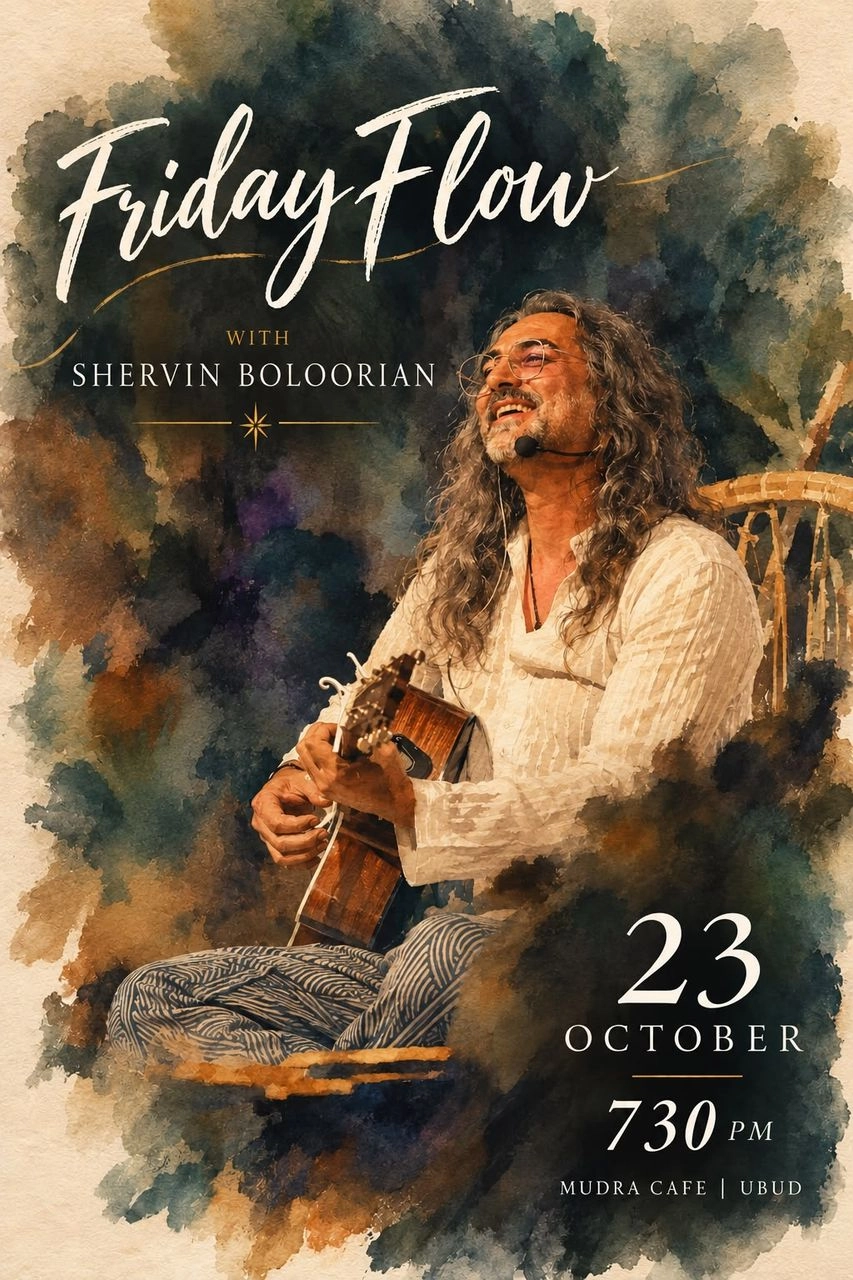 Friday Flow with Shervin Boloorian at Mudra Cafe, Ubud.